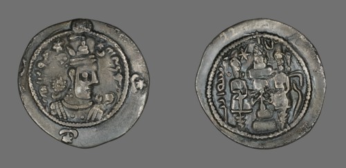 Drachma (Coin) Portraying Chosroes I, 531-579. Creator: Unknown.