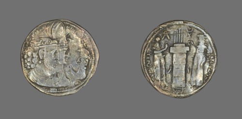 Drachm (Coin) Portraying King Varahran II, 238-275. Creator: Unknown.