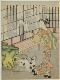 Courtesan Looking Back at Shadows on the Shoji, c. 1770. Creator: Isoda Koryusai.