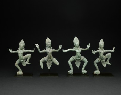 Group of Four Celestial Dancing Beauties (Apsaras), Angkor period, late 12th/early 13th century. Creator: Unknown.