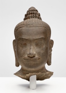 Head of a Buddhist Deity, Possibly Prajnaparamita, Angkor period, late 12th/early 13th century. Creator: Unknown.