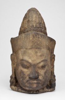 Head of a Male Deity (Deva), Angkor period, late 12th-early 13th century. Creator: Unknown.