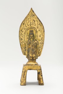 Guanyin (Avalokiteshvara) Standing before Flaming Aureole and Holding a Water..., mid-5th cent. Creator: Unknown.