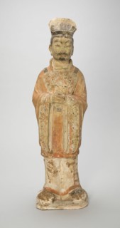 Standing Court Official, Style of Tang Dynasty (618-907), with later painted detail. Creator: Unknown.