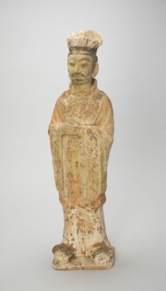 Standing Court Official, Style of Tang Dynasty (618-907) with later painted detail. Creator: Unknown.
