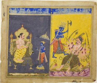 Krishna's Fifth and Sixth Avatars, page from a copy of the Gitagovinda of Jayaveda, late 17th cent. Creator: Unknown.
