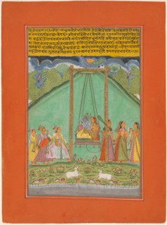 Hindol Raga, page from a Garland of Musical Ragas (Ragamala) Set, 1750/70. Creator: Unknown.