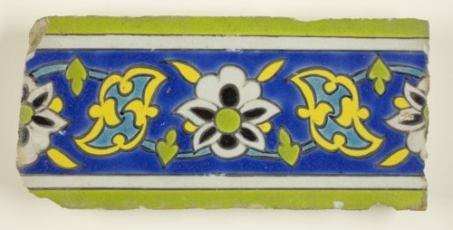 Border Tile With Vegetal Motif, Safavid dynasty (1501-1722), 17th/18th century. Creator: Unknown.