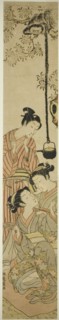 Gibbon snatching sake pot from flower-viewing party, c. 1772. Creator: Isoda Koryusai.