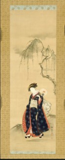 Beauty Beneath a Willow Tree, Edo period, c. 1780. Creator: Isoda Koryusai.