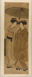 Two Young Women Walking Under an Umbrella, c. 1777. Creator: Isoda Koryusai.