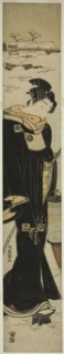 Young Man with a Lantern Walking in Snow, c. 1777. Creator: Isoda Koryusai.