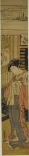 The Courtesan Kaoru of Chojiya Looking Down at a Love Letter on the Floor, c. 1773/75. Creator: Isoda Koryusai.