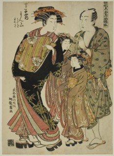 Manzan of the Chojiya, from the series "Models for Fashion: New Designs as Fresh as..., c. 1778/80. Creator: Isoda Koryusai.