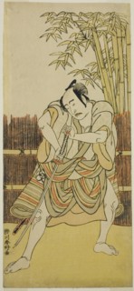The Actor Bando Mitsugoro I as Ogata no Saburo Disguised as Yoroya Takiemon in the..., c. 1780. Creator: Katsukawa Shunko.