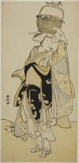 The Actor Ichikawa Yaozo III as Shiragiku in the Dance Sequence "Shinobu Uri" in the..., c. 1785. Creator: Katsukawa Shunko.