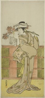 The Actor Iwai Hanshiro IV as Umegae Disguised as the Female Fortune-teller Omatsu..., c. 1781. Creator: Katsukawa Shunko.