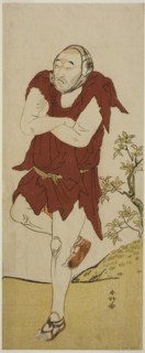 The Actor Onoe Matsusuke I as a Mendicant Monk (Gannin Bozu) in the Play Keisei Ide..., c. 1787. Creator: Katsukawa Shunko.