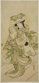 The Actor Nakamura Nakazo I in a Shak-kyo Dance in the Play Aioi Jishi, Performed at... c. 1784. Creator: Katsukawa Shunko.