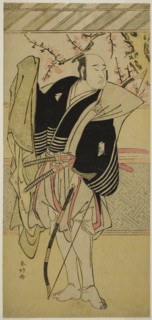 The Actor Onoe Matsusuke I as Yawata no Saburo (?) in the Play Edo no Hana Mimasu..., c. 1783. Creator: Katsukawa Shunko.