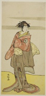 The Actor Iwai Hanshiro IV as Hitomaru Disguised as the Geisha Oshun in the Play Edo..., c. 1783. Creator: Katsukawa Shunko.
