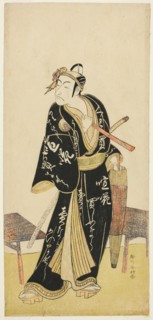 The Actor Ichikawa Danjuro V as Sukeroku in the Joruri "Sukeroku Kuruwa no Natori..., c. 1782. Creator: Katsukawa Shunko.
