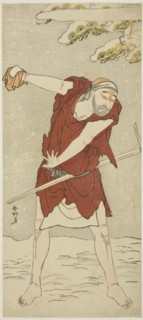 The Actor Onoe Matsusuke I as a Mendicant Monk in the Joruri "Midarezaki Hana no..., c. 1787. Creator: Katsukawa Shunko.
