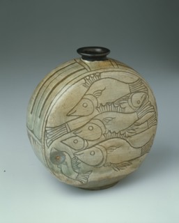 Flask with Fish, Korea, Joseon dynasty (1392-1910), 15th century. Creator: Unknown.