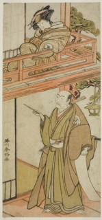 The Actors Iwai Hanshiro IV as Okaru and Onoe Kikugoro I (?) as Yuranosuke, late 18th century. Creator: Katsukawa Shunko.