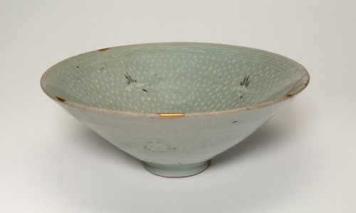 Bowl with Cranes and Chrysanthemum Flower Heads, Korea, Goryeo dynasty, late 14th century. Creator: Unknown.
