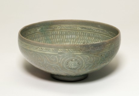 Bowl with Cranes and Chrysanthemum Flower Heads, Korea, Goryeo dynasty, late 14th century. Creator: Unknown.