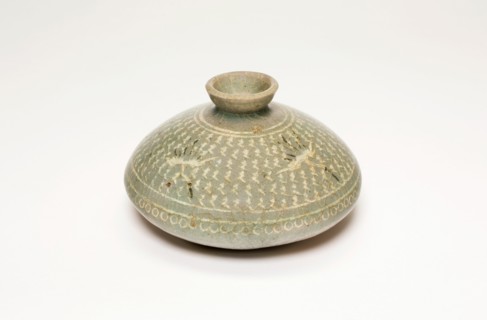 Oil Bottle with Cranes and Stylized Clouds, Korea, Goryeo dynasty (918-1392), late 13th century. Creator: Unknown.
