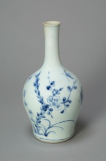 Vase with Cherry Blossom Branch and Bamboos, Korea, Joseon dynasty (1392-1910), 19th century. Creator: Unknown.