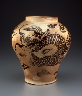 Jar with Dragon Chasing Flaming Pearl, Korea, Joseon dynasty(1392-1910), 17th century. Creator: Unknown.