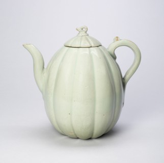 Melon-Shaped Ewer with Stylized Flowers, Korea, Goryeo dynasty (918-1392), 12th century. Creator: Unknown.