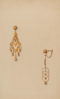 Earrings, c. 1937. Creator: Isidore Steinberg.