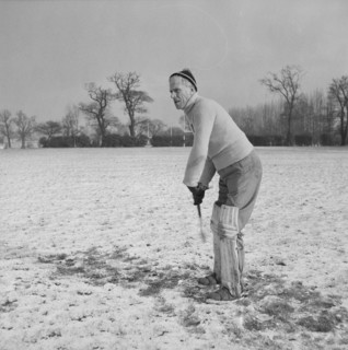 Alf Cannon, goalkeeper for the hockey team at Laing's Sports Club, Barnet, London, 08/02/1956. Creator: John Laing plc.