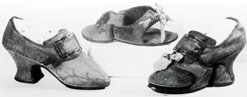 Pair of Shoes with Buckles and Pattens (Overshoes), England, c.1760s.
