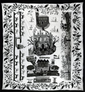 Bedspread (Scenes of English Country Life), England, c. 1830.