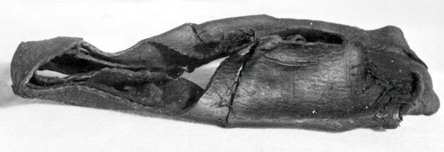 Man's Horned Toe Shoe, England, 16th century.