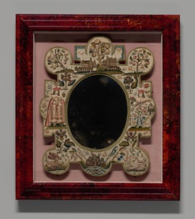 Mirror Depicting King Charles II and Queen Catherine of Braganza, England, 17th century.