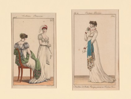 “Costume Parisien” Fashion Plates, from the Journal of Ladies and Fashion, France, 1804 and 1806.