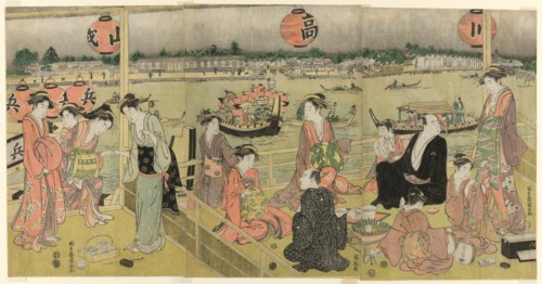 A Banquet in a Pleasure House on the Bank of the Okawa (Okawa bata giro jo no yusen), c. 1792.