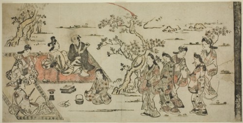 Flower Viewing, 1711 (reprint of 17th century work). Attributed to Hishikawa Moronobu.