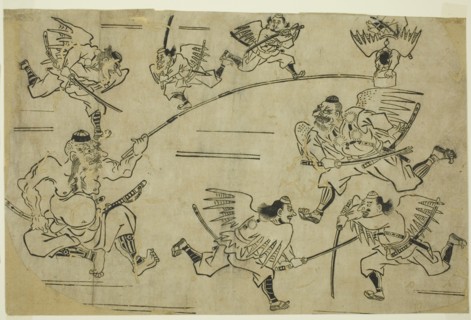 The Tengu King Training his Pupils, c. 1690. Attributed to Hishikawa Moronobu.