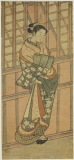 Courtesan Standing in Front of a Barred Window, c. 1765. Attributed to Ishikawa Toyonobu.