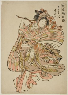 Viewing Maple Leaves (Momijigari), from the series "Dance Customs of Captivating Figures (Adesugata odori fuzoku)", c. 1772/80. Attributed to Kitao Shigemasa.