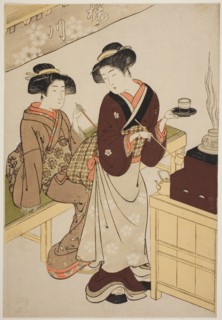 The Sakuragawa Teahouse, c. 1777. Attributed to Kitao Shigemasa.