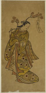 Oshichi Carrying a Blossoming Cherry Branch, c. 1727/30. Attributed to Okumura Toshinobu.