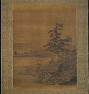 Spring View from a Thatched Pavilion on the Lakeshore, late 15th century. Attributed to Sesshu.